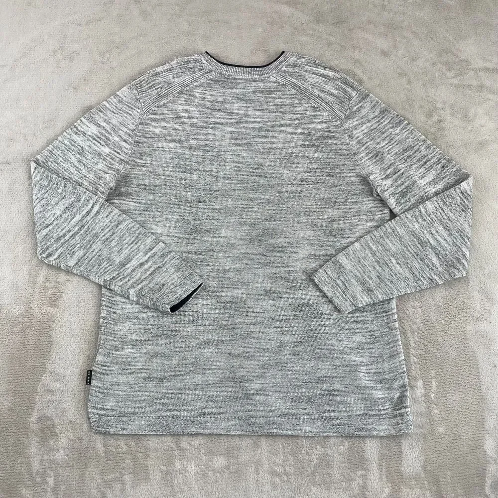 Ted Baker London Crew Neck Sweater Men 4 Large Grey‎ Linen Blend Long Sleeve